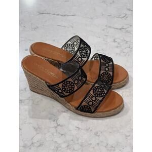 Andre Assous Women’s Aja Decorated Double Strap‎ Espadrille Wedge Sandals Sz 6.5